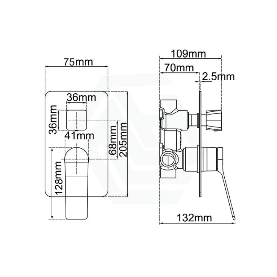 Aquaperla RUSHY Square Solid Brass Wall Mixer with Diverter Variant Colour Available