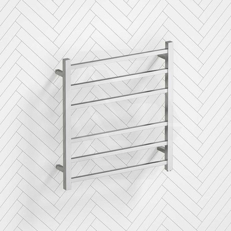 674X620X120Mm Square Chrome Electric Heated Towel Rack 6 Bars Rails