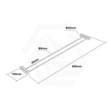 Aquaperla 600mm Round Double Towel Rail Stainless Steel In Various Colour