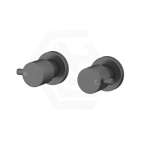 M#1(Gunmetal Grey) Norico Round Brushed Gunmetal Grey Shower Wall Taps Solid Brass Top Assemblies