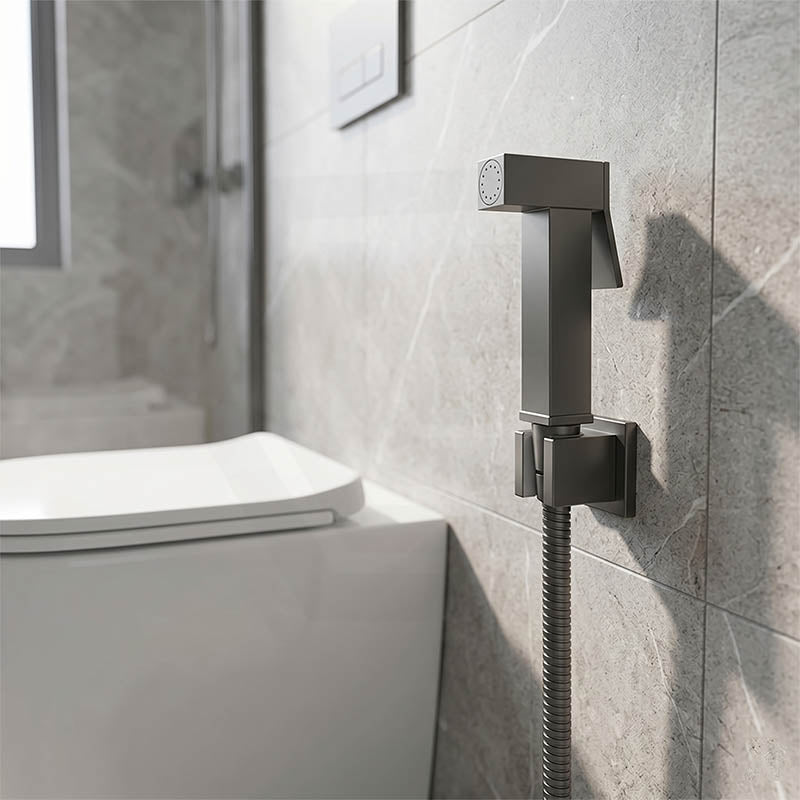 Aquaperla Brass Square Toilet Bidet Spray Kit with 1.2m Stainless Steel Hose - Variant Colour Available