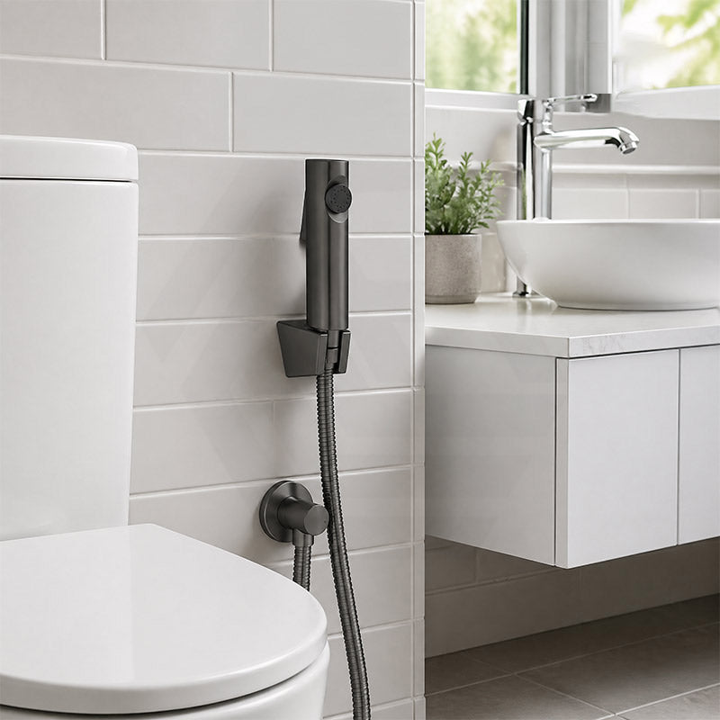 Aquaperla Gunmetal Grey Toilet Bidet Spray Kit with 1.2m Stainless Steel Water Hose - M#1(Gunmetal-Grey)