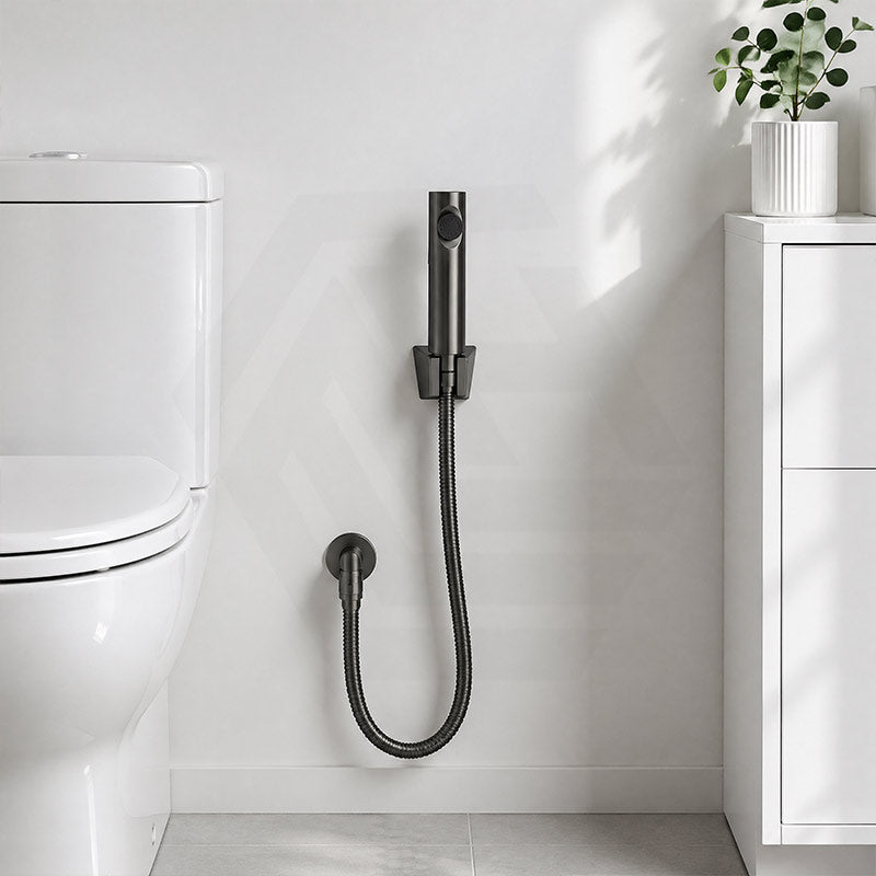 Aquaperla Gunmetal Grey Toilet Bidet Spray Kit with 1.2m Stainless Steel Water Hose - M#1(Gunmetal-Grey)