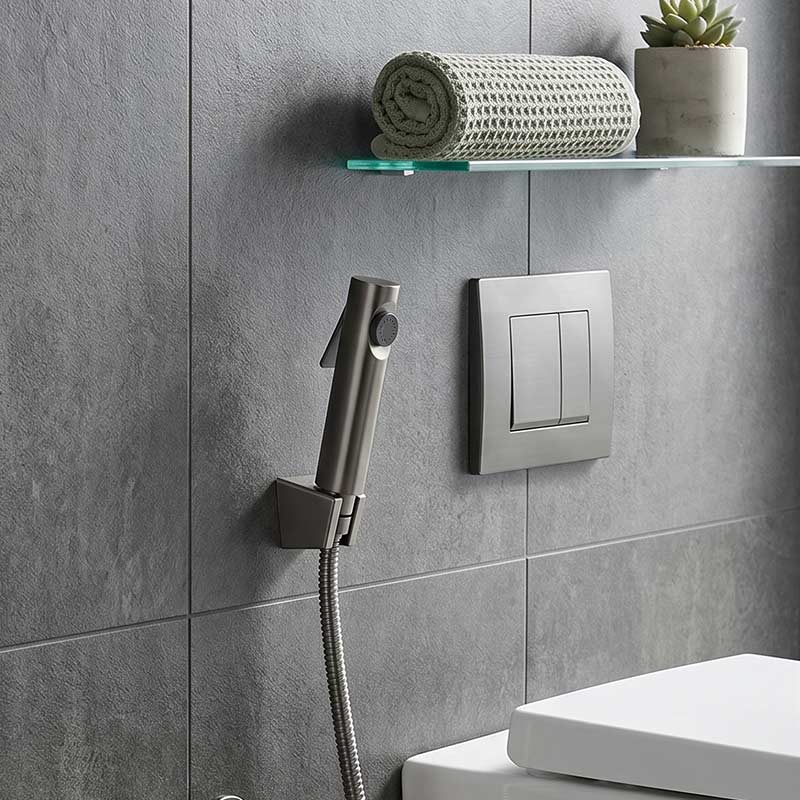 Aquaperla Gunmetal Grey Toilet Bidet Spray Kit with 1.2m Stainless Steel Water Hose - M#1(Gunmetal-Grey)