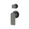 Aquaperla Vog Series Solid Brass Wall Mixer With Diverter Round Cover Plate Brushed Brass/Brushed