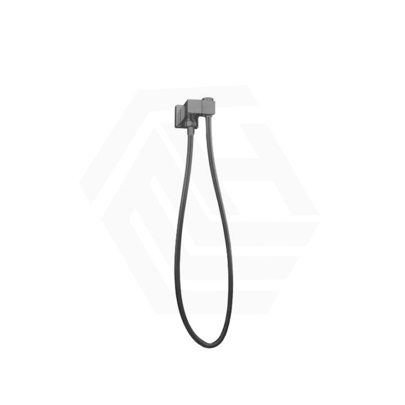 M#1(Gunmetal-Grey) Aquaperla Square Brass Shower Holder Wall Connector & Hose Set 