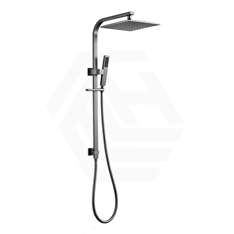 Aquaperla Square Twin Shower Station Top Inlet 10 inch 250mm - Brushed Brass/Gunmetal Grey