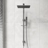 Aquaperla Square Twin Shower Station Top Inlet 10 inch 250mm - Brushed Brass/Gunmetal Grey