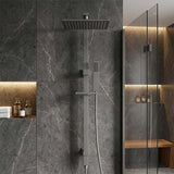 Aquaperla Square Twin Shower Station Top Inlet 10 inch 250mm - Brushed Brass/Gunmetal Grey