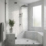 Aquaperla Square Twin Shower Station Top Inlet 10 inch 250mm - Brushed Brass/Gunmetal Grey