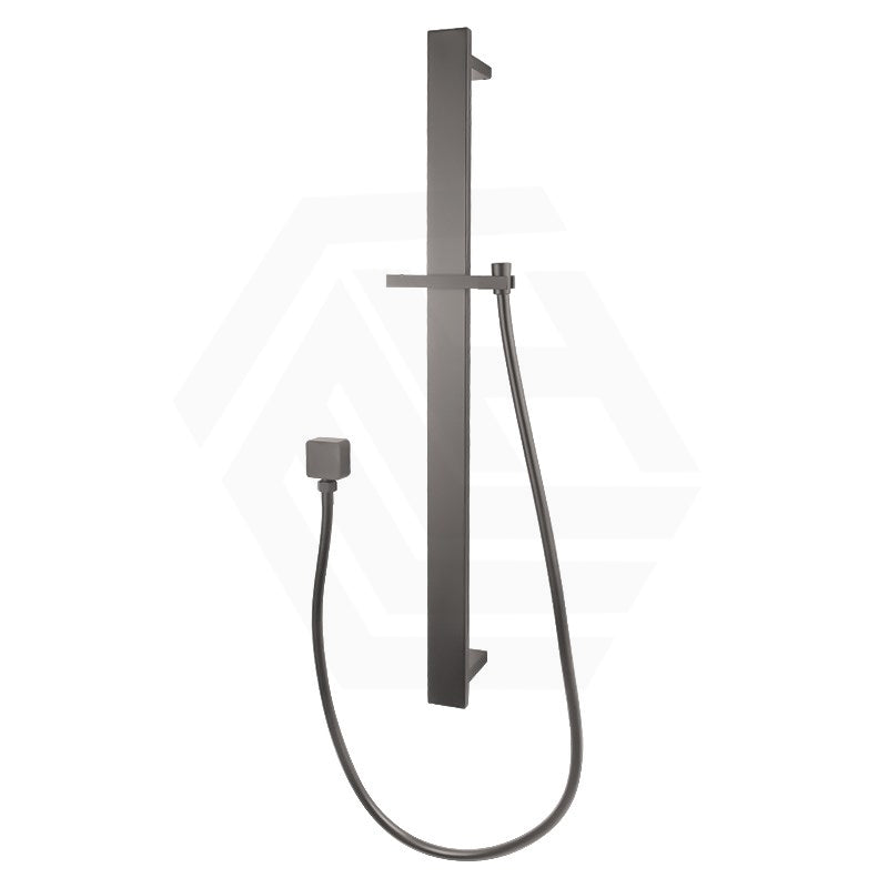 M#1(Gunmetal-Grey) Aquaperla Square Single Shower Rail with PVC Water Hose & Wall Connector Only