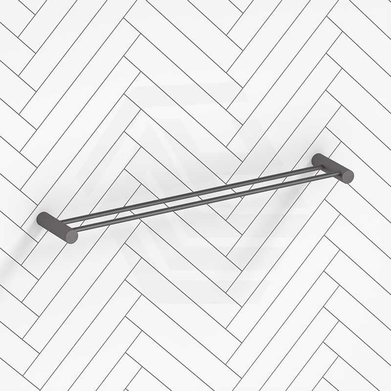 M#1(Gunmetal Grey) Aquaperla 600Mm Round Gunmetal Grey Double Towel Rail Stainless Steel Rails