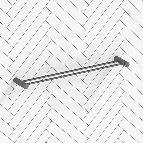 M#1(Gunmetal Grey) Aquaperla 600Mm Round Gunmetal Grey Double Towel Rail Stainless Steel Rails