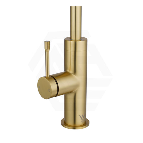 Aquaperla Round Solid Brass 360° Swivel Pull Out Kitchen Sink Mixer Tap Light Brushed Brass