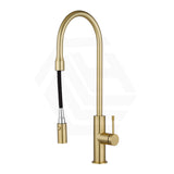 Aquaperla Round Solid Brass Pull Out Kitchen Sink Mixer Tap Light Brushed Brass