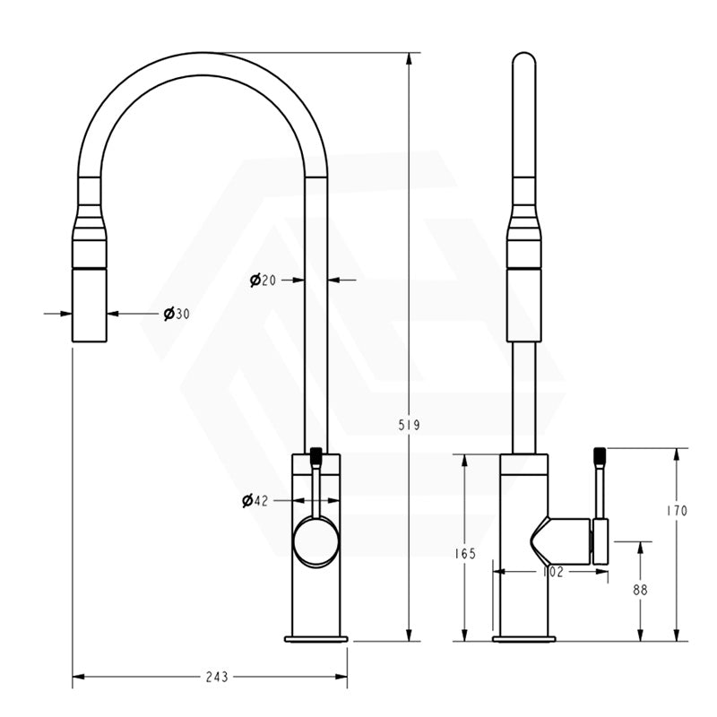 Aquaperla Round Solid Brass Pull Out Kitchen Sink Mixer Tap Light Brushed Brass