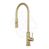 Aquaperla Round Solid Brass Pull Out Kitchen Sink Mixer Tap Light Brushed Brass