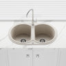 780x470x204mm Laveo Dafne Granite Double Bowls Stone Kitchen Sink Beige/Grey
