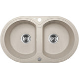 780x470x204mm Laveo Dafne Granite Double Bowls Stone Kitchen Sink Beige/Grey