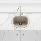 510x510x205mm Laveo Dafne Granite Single Bowl Round Stone Kitchen Sink Beige/Grey
