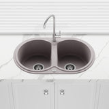 780x470x204mm Laveo Dafne Granite Double Bowls Stone Kitchen Sink Beige/Grey