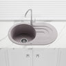 780x470x204mm Laveo Dafne Granite Single Bowl Stone Kitchen Sink with Drain Board Beige/Grey