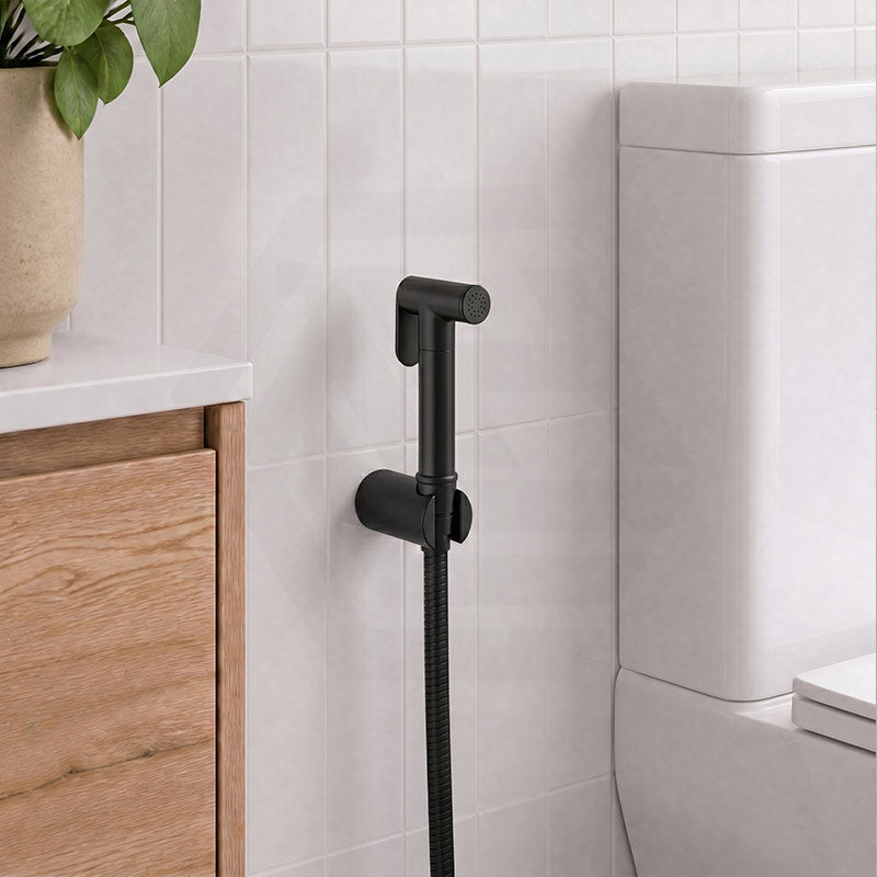 Aquaperla Brass Bidet Spray Kit, Handheld Sprayer with 1.2m Hose - Matt Black/Chrome