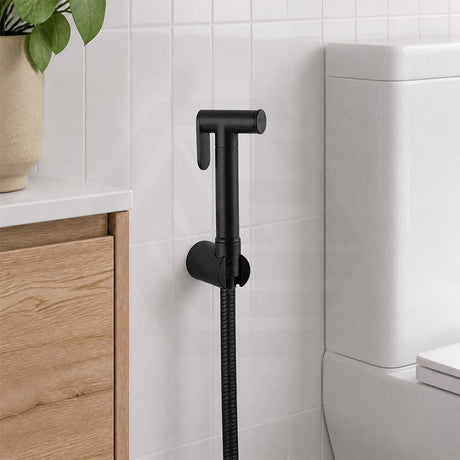 Aquaperla Brass Bidet Spray Kit, Handheld Sprayer with 1.2m Hose - Matt Black/Chrome