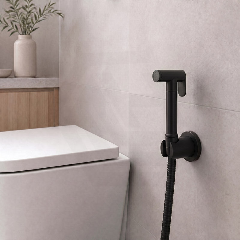 Aquaperla Brass Bidet Spray Kit, Handheld Sprayer with 1.2m Hose - Matt Black/Chrome
