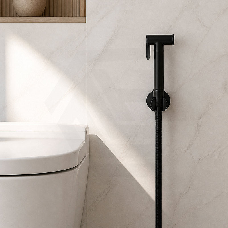 Aquaperla Brass Bidet Spray Kit, Handheld Sprayer with 1.2m Hose - Matt Black/Chrome
