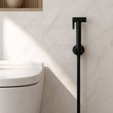 Aquaperla Brass Bidet Spray Kit, Handheld Sprayer with 1.2m Hose - Matt Black/Chrome
