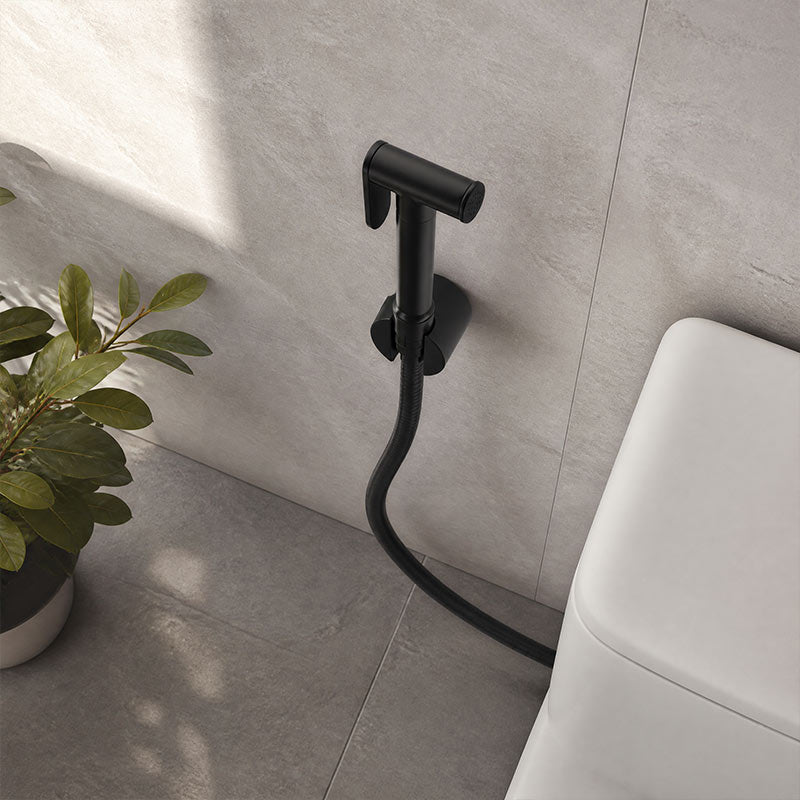 Aquaperla Brass Bidet Spray Kit, Handheld Sprayer with 1.2m Hose - Matt Black/Chrome