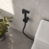 Aquaperla Brass Bidet Spray Kit, Handheld Sprayer with 1.2m Hose - Matt Black/Chrome