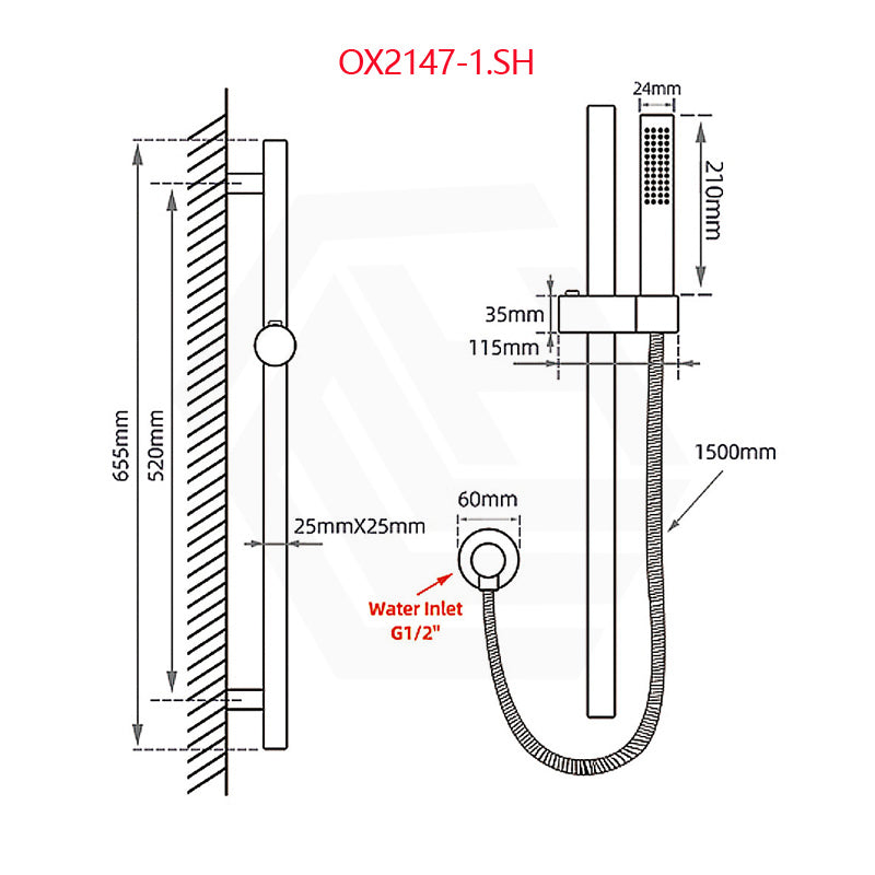 Aquaperla Round Shower Rail with Single Function Handheld Shower Set Variant Colour Available