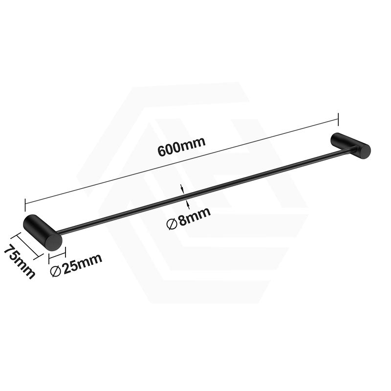 Aquaperla 600mm Round Single Towel Rail Stainless Steel In Various Colour
