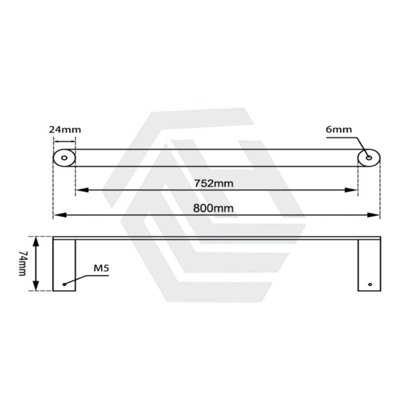 Norico Esperia Black & Rose Gold Single Towel Rail 800mm Stainless Steel 304 Wall Mounted Bathroom