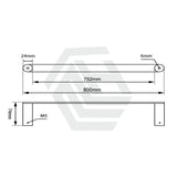 Norico Esperia Black & Rose Gold Single Towel Rail 800mm Stainless Steel 304 Wall Mounted Bathroom