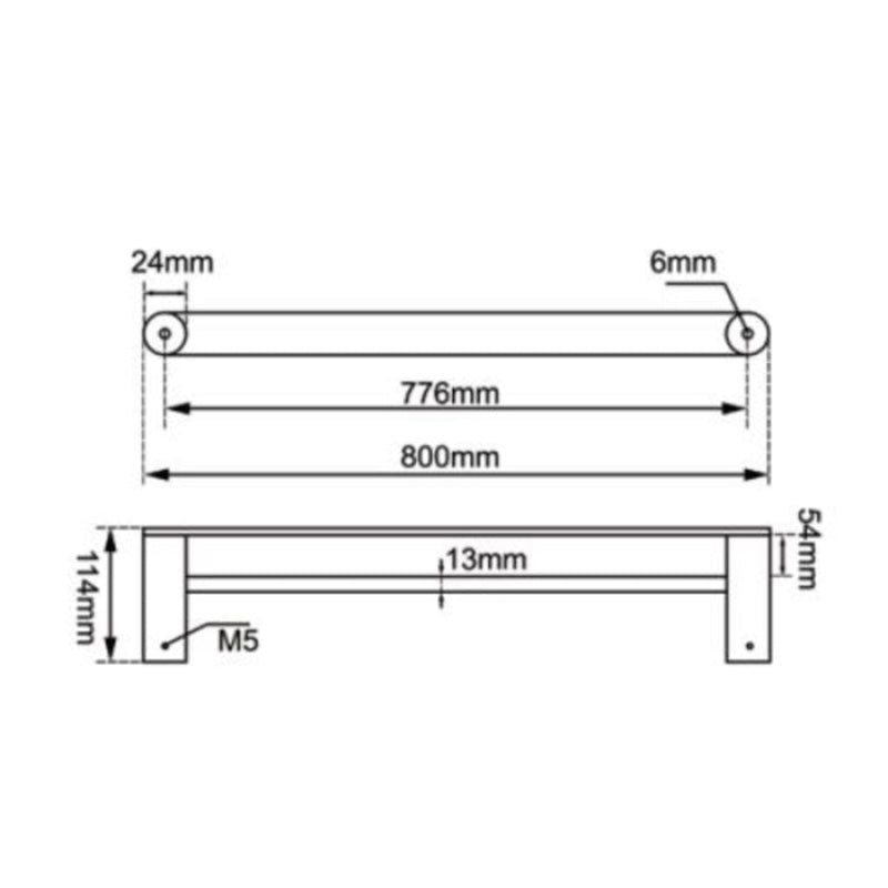 Aquaperla RUSHY 600/800mm Stainless Steel Double Towel Rail Chrome/Black