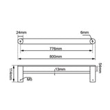 Aquaperla RUSHY 600/800mm Stainless Steel Double Towel Rail Chrome/Black