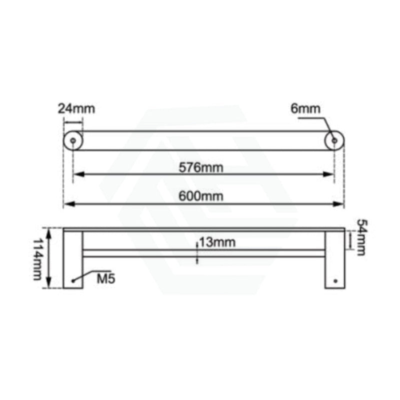 Aquaperla RUSHY 600/800mm Stainless Steel Double Towel Rail Chrome/Black