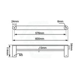 Aquaperla RUSHY 600/800mm Stainless Steel Double Towel Rail Chrome/Black