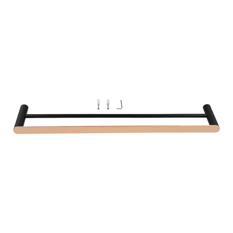 Esperia 800mm Black & Rose Gold Double Towel Rail Stainless Steel 304 Wall Mounted Rails