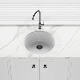Aquaperla 461x461x191mm Round Granite Quartz Single Bowl Top/Under Mount Kitchen Sink Matt White