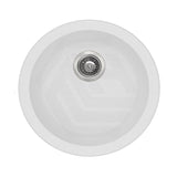 Aquaperla 461x461x191mm Round White Granite Quartz Single Bowl Top/Under Mount Kitchen Sink