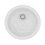Aquaperla 461x461x191mm Round White Granite Quartz Single Bowl Top/Under Mount Kitchen Sink