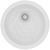 Aquaperla 461x461x191mm Round White Granite Quartz Single Bowl Top/Under Mount Kitchen Sink