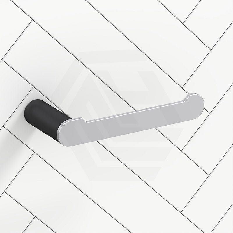 Norico 170Mm Chrome & Matt Black Toilet Paper Holder Solid Brass Wall Mounted Holders