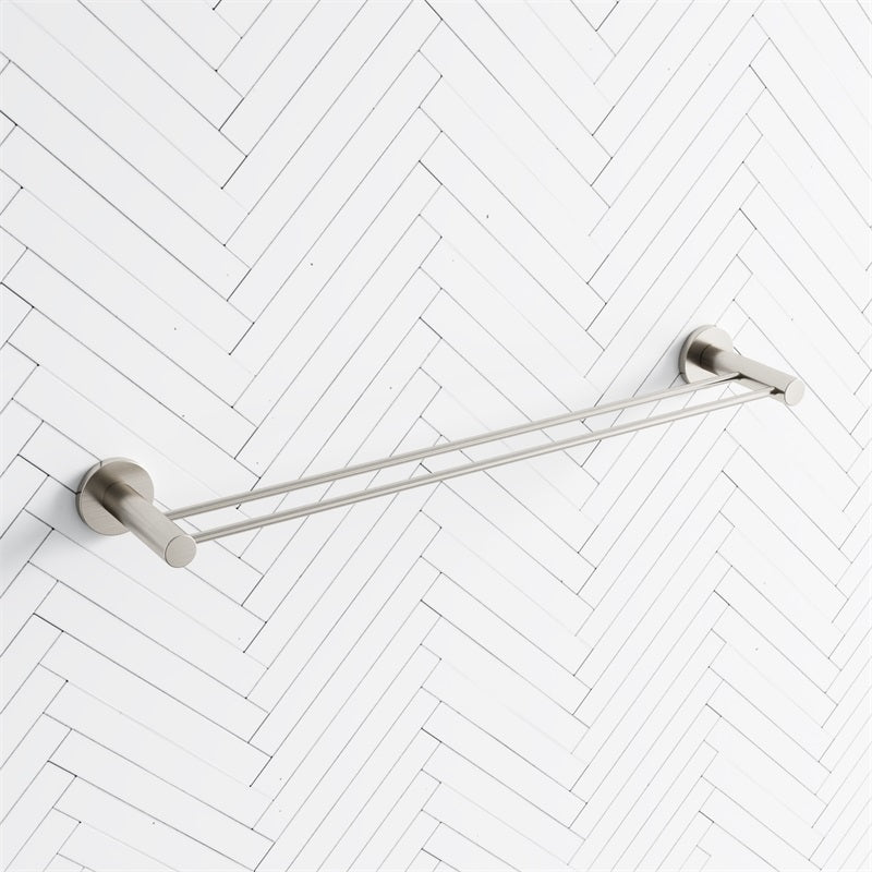 N#1(Nickel) Norico Round Brushed Nickel Double Towel Rack Rail