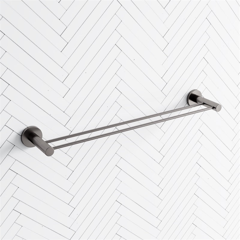 M#1(Gunmetal Grey) Norico Round Brushed Gunmetal Grey Double Towel Rack Rail Rails
