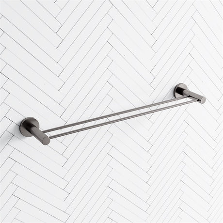 M#1(Gunmetal Grey) Norico Round Brushed Gunmetal Grey Double Towel Rack Rail Rails